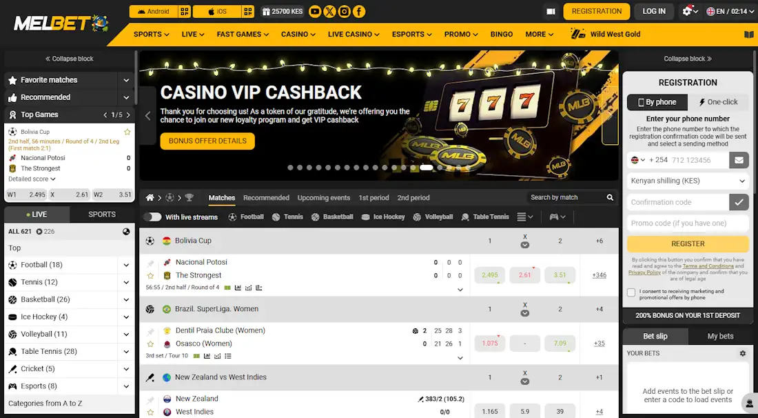 Melbet Casino and Sportsbook Screenshot